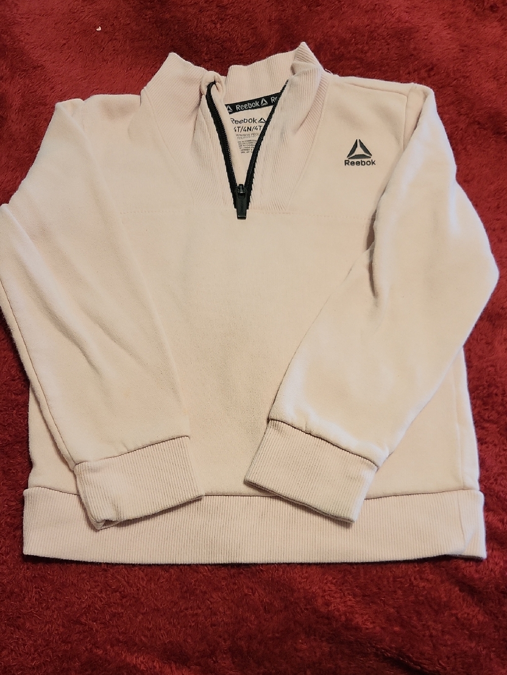 Reebok Girls Pale Pink Quarter-Zip Sweater